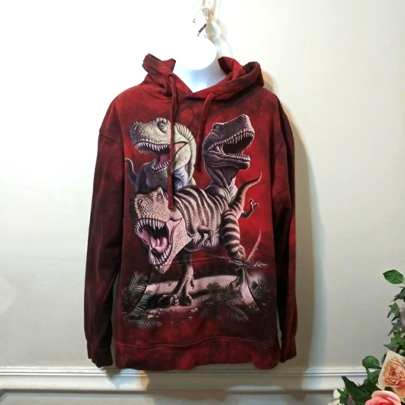 The Mountain Other - The Mountain Dinosaur Red & Black Tie Dyed Saint Louis Zoo Souvenir Hoodie